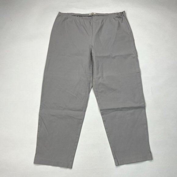 Eileen Fisher Organic Cotton Twill Pants Women PL *flawElastic Waist Zip Closure - Picture 1 of 8